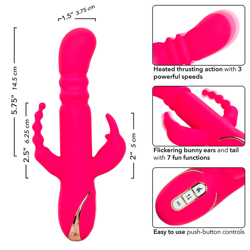 CALEXOTICS - JACK FANTASY VIBRATORE TRIPLO RISCALDATO ROSA CONIGLIO – Vibratori di coniglio – foto 7