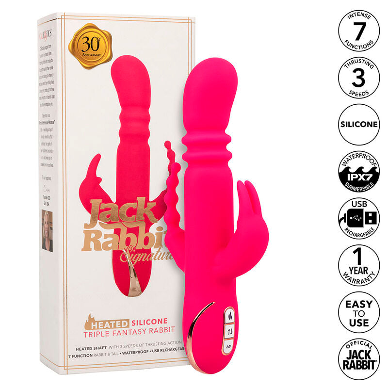 CALEXOTICS - JACK FANTASY VIBRATORE TRIPLO RISCALDATO ROSA CONIGLIO – Vibratori di coniglio – foto 2
