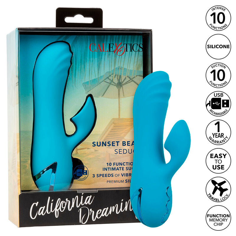 CALEXOTICS - SUNSET BEACH SEDUCER VIBRATORE E STIMOLATORE 10 FUNZIONI BLU – Stimolatore d'aria con vibrazione – foto 2