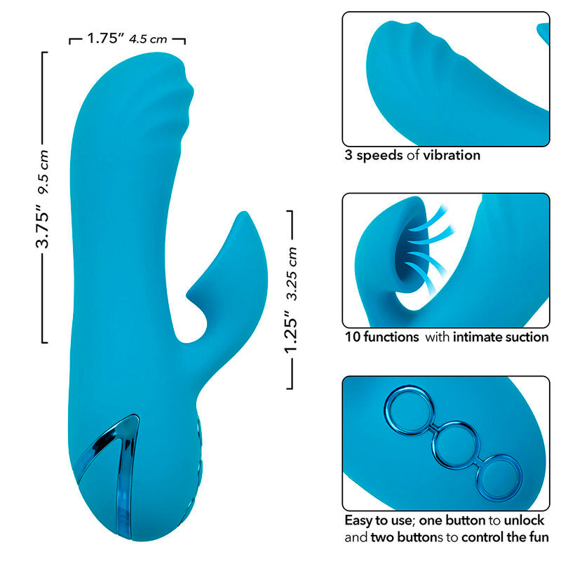 CALEXOTICS - SUNSET BEACH SEDUCER VIBRATORE E STIMOLATORE 10 FUNZIONI BLU – Stimolatore d'aria con vibrazione – foto 9