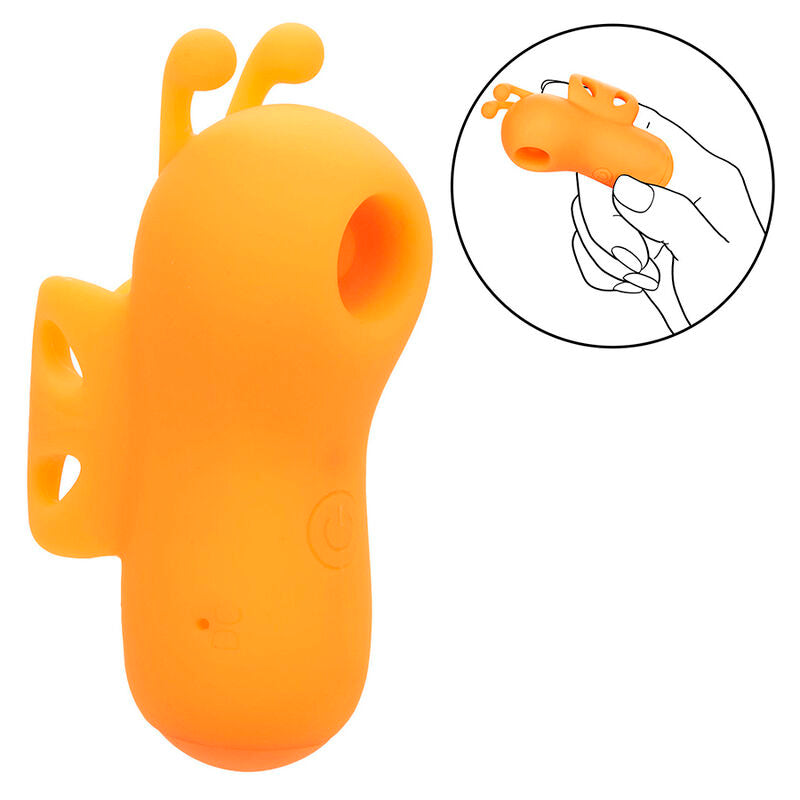 CALEXOTICS - NEON VIBES BUZZING VIBE LO STIMOLATORE PER DITA 10 VIBRAZIONI ARANCIONE – Stimolatore d'aria con vibrazione – foto 7