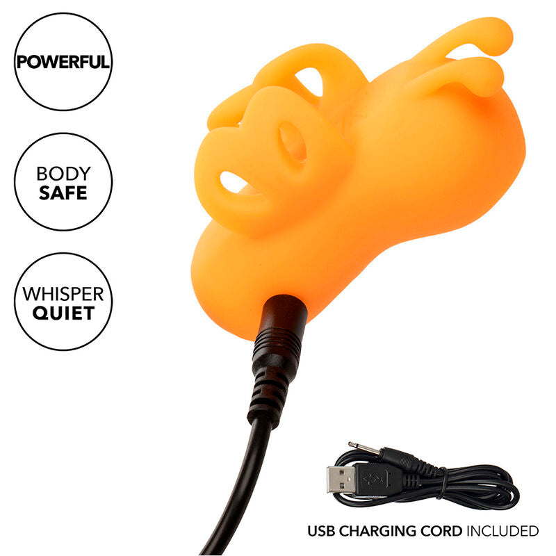 CALEXOTICS - NEON VIBES BUZZING VIBE LO STIMOLATORE PER DITA 10 VIBRAZIONI ARANCIONE – Stimolatore d'aria con vibrazione – foto 9
