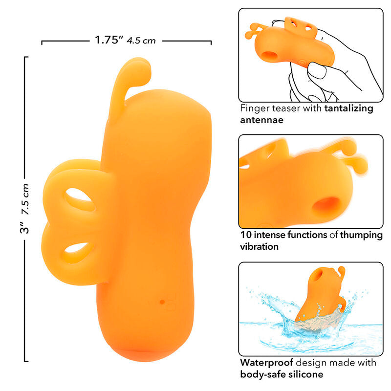 CALEXOTICS - NEON VIBES BUZZING VIBE LO STIMOLATORE PER DITA 10 VIBRAZIONI ARANCIONE – Stimolatore d'aria con vibrazione – foto 8