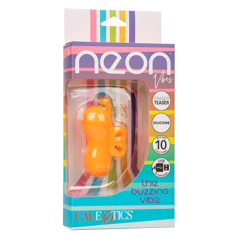 CALEXOTICS - NEON VIBES BUZZING VIBE LO STIMOLATORE PER DITA 10 VIBRAZIONI ARANCIONE – Stimolatore d'aria con vibrazione – foto 11