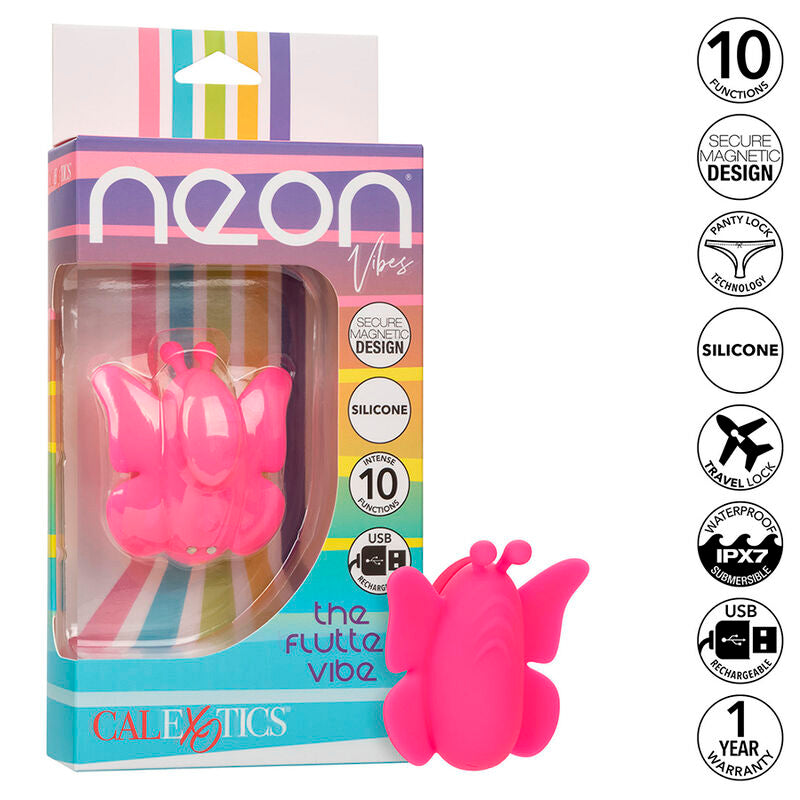 CALEXOTICS - NEON VIBES FLUTTER VIBE STIMOLATORE 10 VIBRAZIONI ROSA – Vibratori clitoridei da posare – foto 2