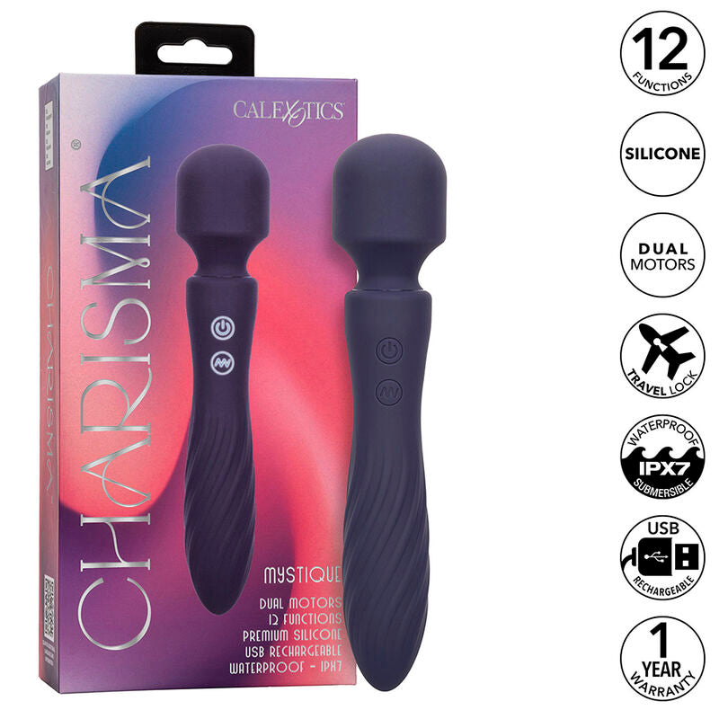 CALEXOTICS - CHARISMA MYSTIQUE MASSAGGIATORE DOPPIO MOTORE 12 FUNZIONI 20,5 CM X 4,5 CM VIOLA – Vibratore WAND – foto 2