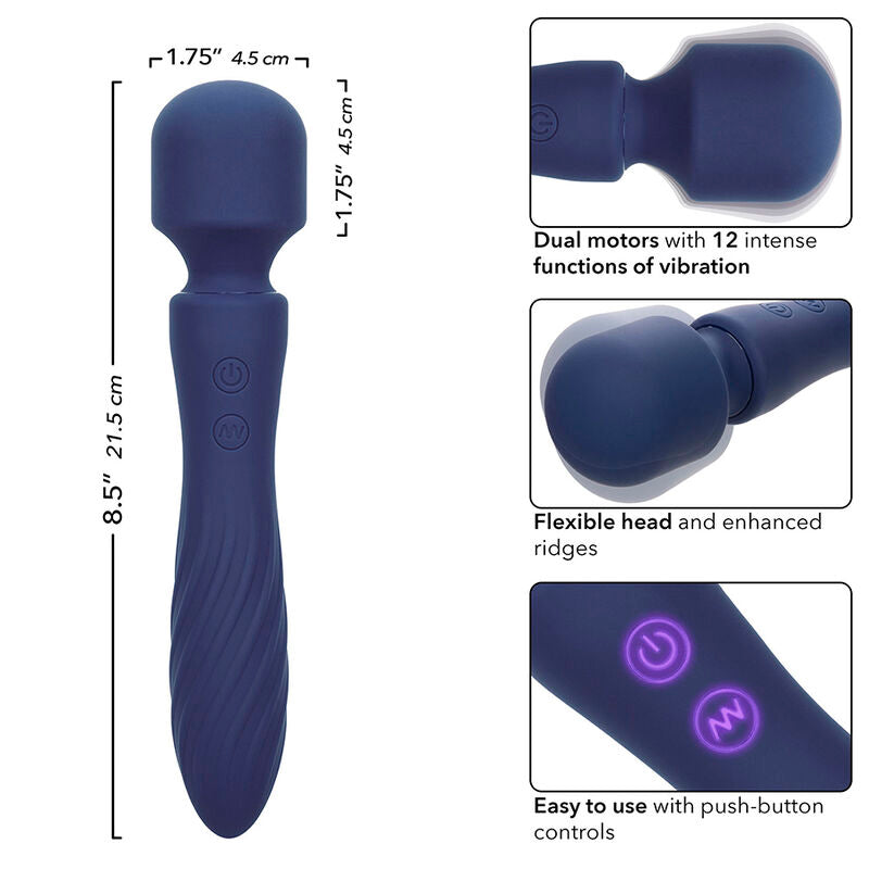 CALEXOTICS - CHARISMA MYSTIQUE MASSAGGIATORE DOPPIO MOTORE 12 FUNZIONI 20,5 CM X 4,5 CM VIOLA – Vibratore WAND – foto 8