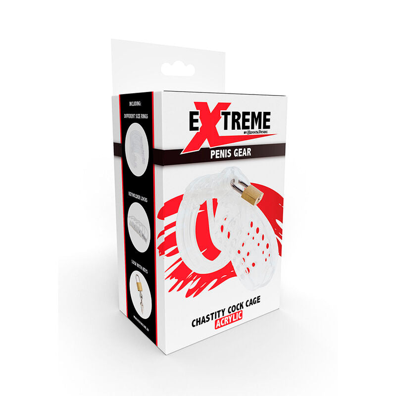 HIDDEN DESIRE - EXTREME GABBIA PER CAZZO CASTITÀ ACRILICO REGOLABILE TRASPARENTE – Gabbie per pene BDSM – foto 5