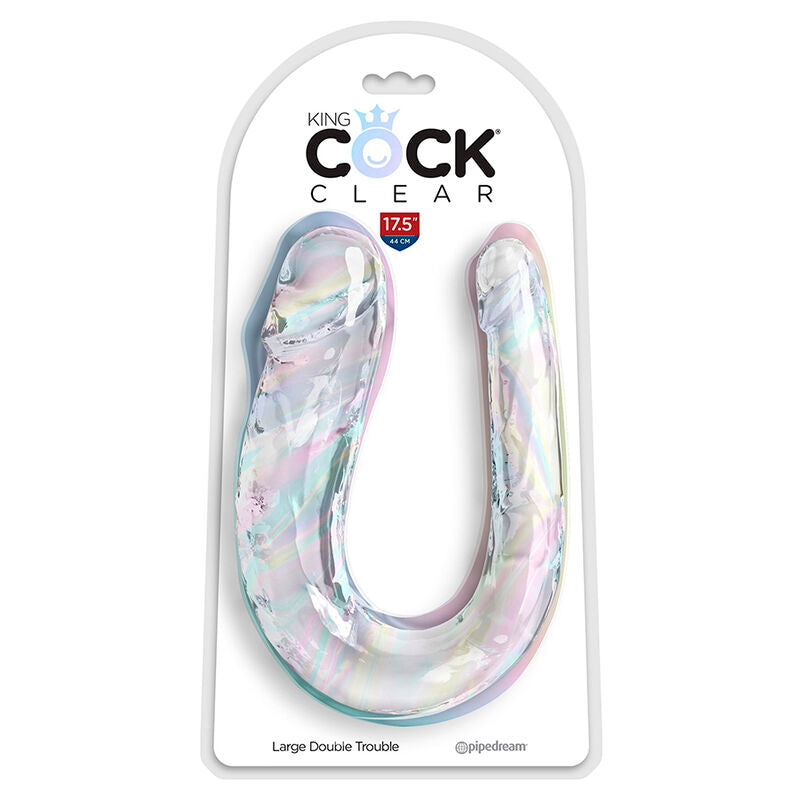 KING COCK - DOUBLE TROUBLE DOPPIO TROUBLE 44 CM TRASPARENTE – Doppio pene – foto 2