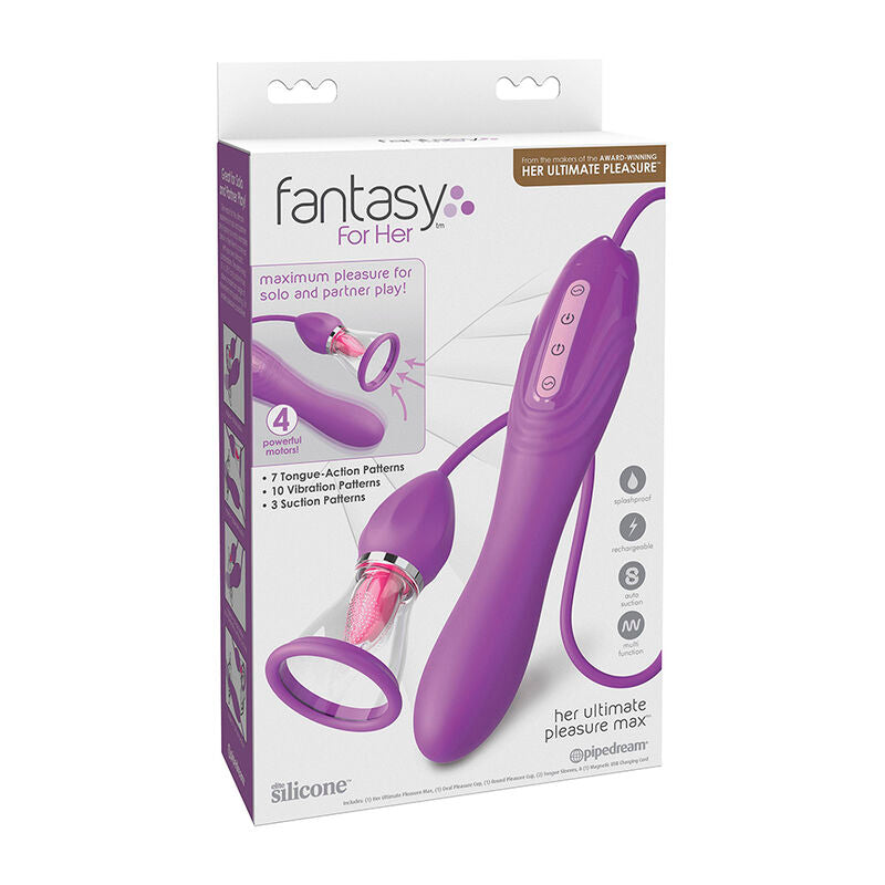 FANTASY FOR HER - TUBO DI ASPIRAZIONE MASSIMO PIACERE CON LINGUA STIMOLANTE VIOLA – Stimolatore d'aria con vibrazione – foto 5