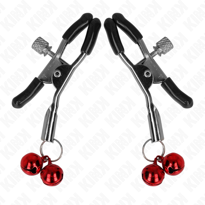 KINK - MORSETTO PER CAPEZZOLI DOPPIA CAMPANA ROSSO 6 CM – Morsetti per capezzoli per sadomasochismo – foto 2