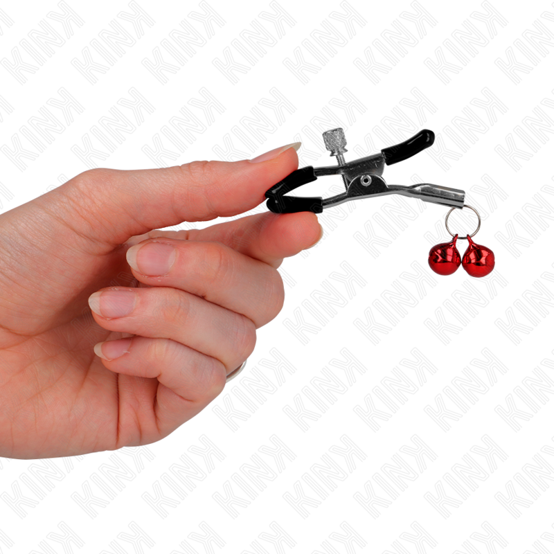 KINK - MORSETTO PER CAPEZZOLI DOPPIA CAMPANA ROSSO 6 CM – Morsetti per capezzoli per sadomasochismo – foto 3