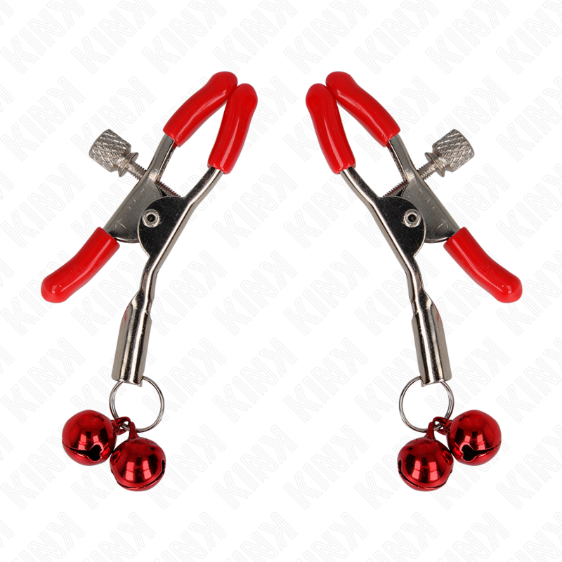 KINK - PINZA PER CAPEZZOLI DOPPIA CAMPANA ROSSA 6 CM – Morsetti per capezzoli per sadomasochismo – foto 2