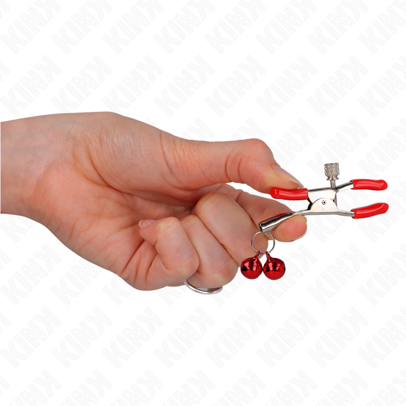 KINK - PINZA PER CAPEZZOLI DOPPIA CAMPANA ROSSA 6 CM – Morsetti per capezzoli per sadomasochismo – foto 4
