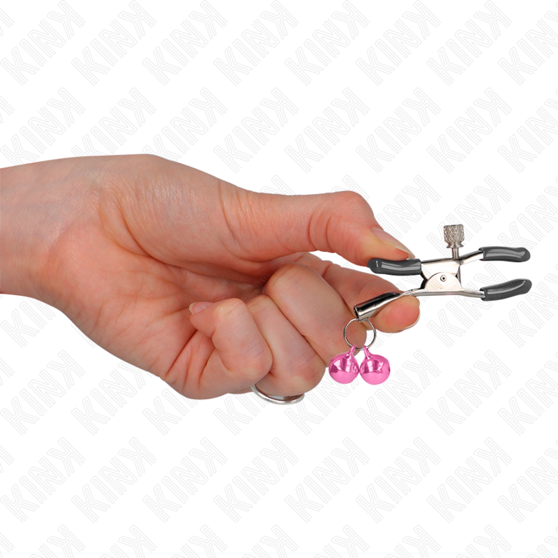 KINK - MORSETTO PER CAPEZZOLI DOPPIA CAMPANA ROSA 6 CM – Morsetti per capezzoli per sadomasochismo – foto 4