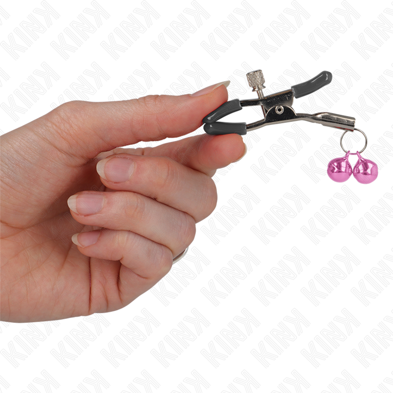 KINK - MORSETTO PER CAPEZZOLI DOPPIA CAMPANA ROSA 6 CM – Morsetti per capezzoli per sadomasochismo – foto 3