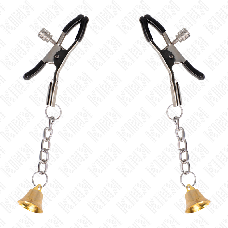 KINK - MORSETTI PER CAPEzzoli CON PENDENTE CAMPANELLA IN ORO 6 CM – Morsetti per capezzoli per sadomasochismo – foto 2