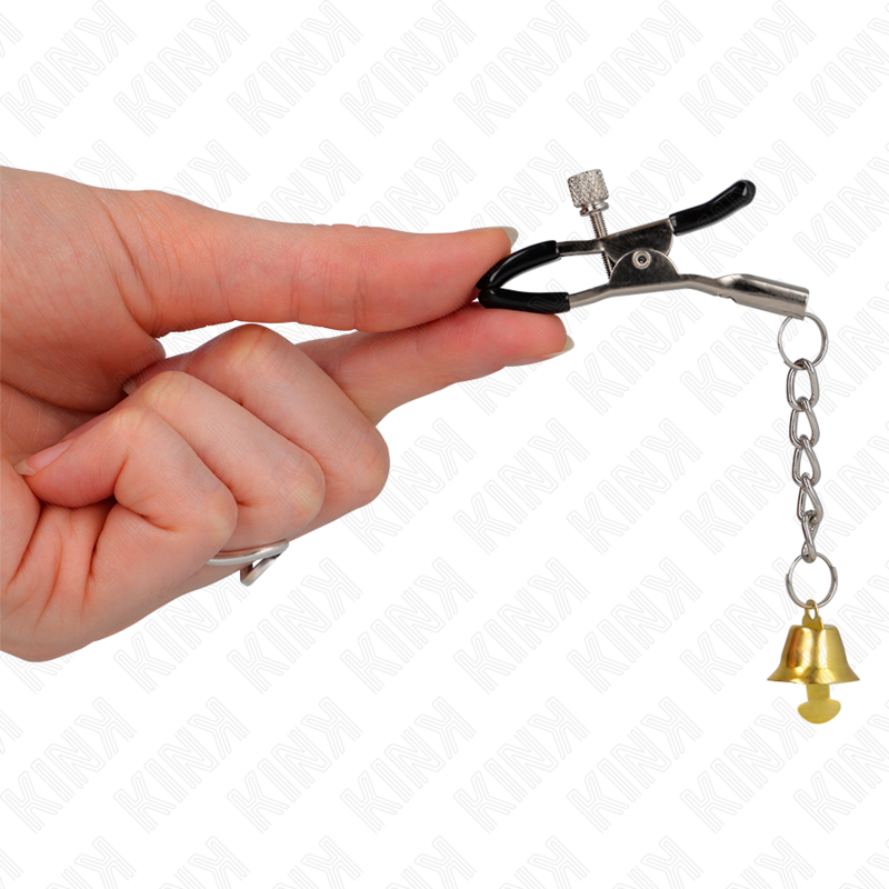KINK - MORSETTI PER CAPEzzoli CON PENDENTE CAMPANELLA IN ORO 6 CM – Morsetti per capezzoli per sadomasochismo – foto 4