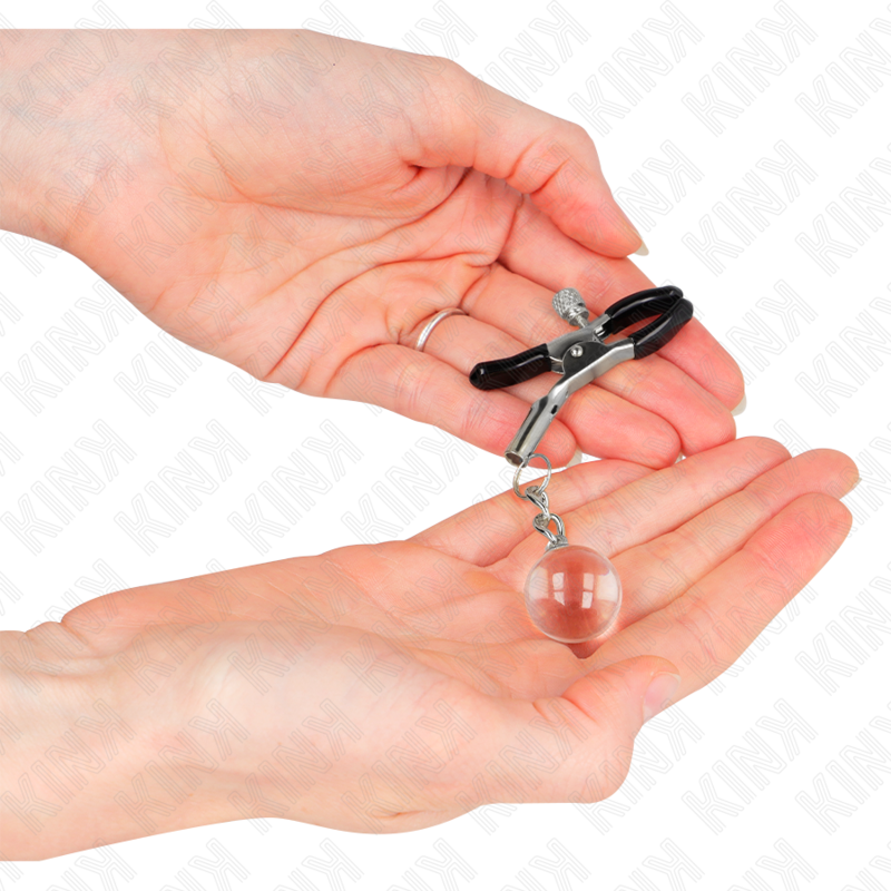 KINK - MORSETTI PER CAPEZZOLI PERLINE DI VETRO ARGENTO 6 CM – Morsetti per capezzoli per sadomasochismo – foto 3