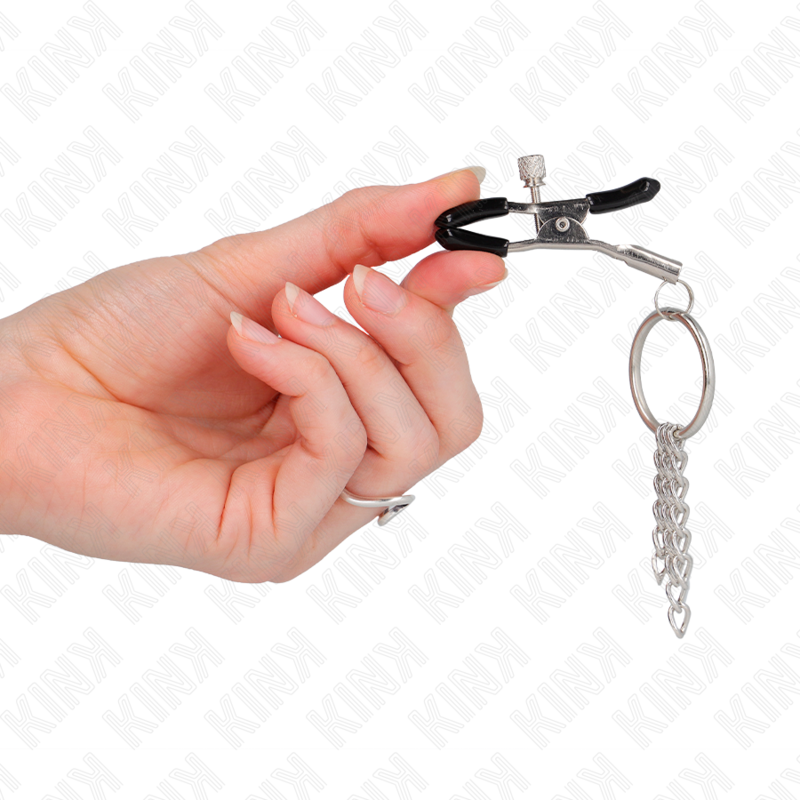 KINK - MORSETTO PER CAPEZZOLO O RING E CATENELLA ARGENTO 6 CM – Morsetti per capezzoli per sadomasochismo – foto 4