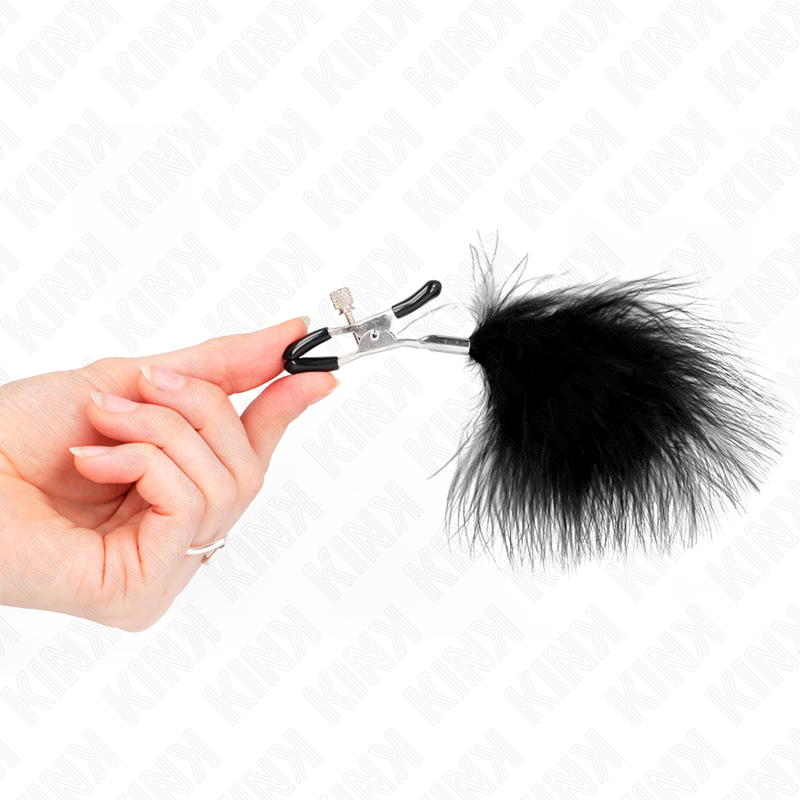 KINK - PINZA PER CAPEzzoli PIUMA NERA 7 CM – Morsetti per capezzoli per sadomasochismo – foto 3