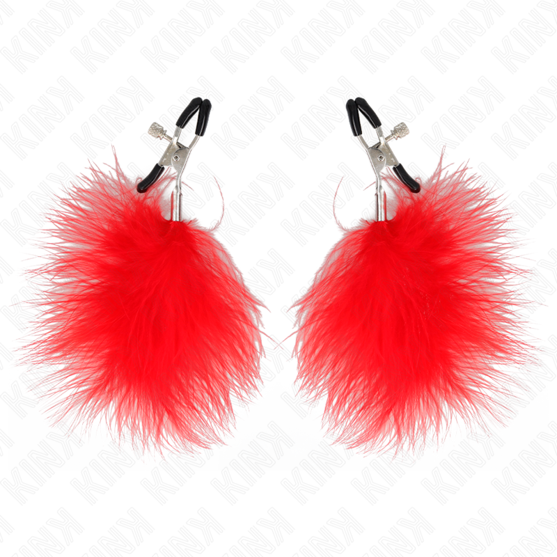 KINK - PINZA PER CAPEzzoli PIUMA ROSSO 7 CM – Morsetti per capezzoli per sadomasochismo – foto 2