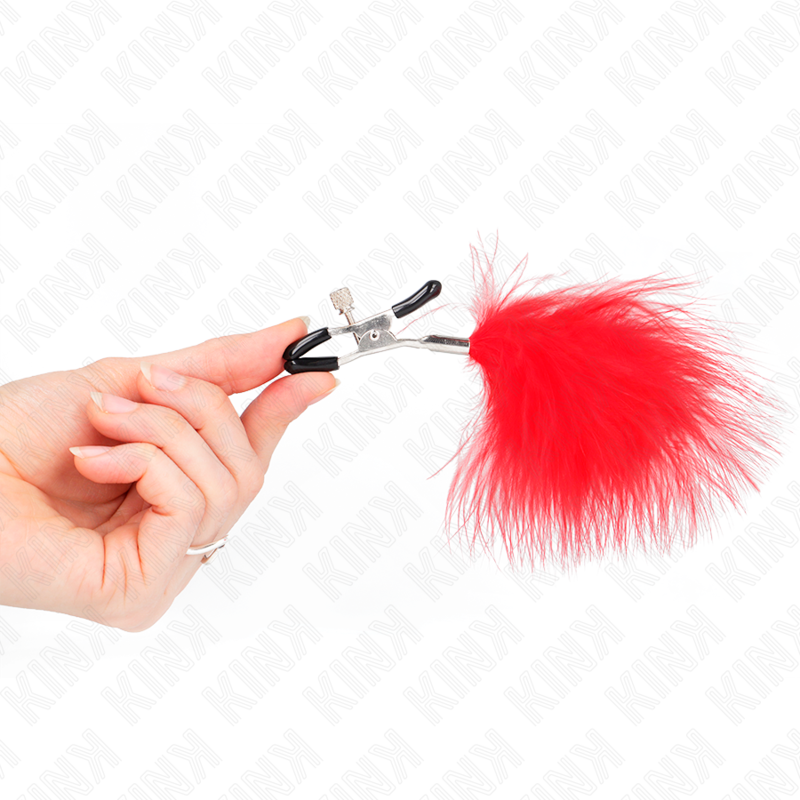 KINK - PINZA PER CAPEzzoli PIUMA ROSSO 7 CM – Morsetti per capezzoli per sadomasochismo – foto 4