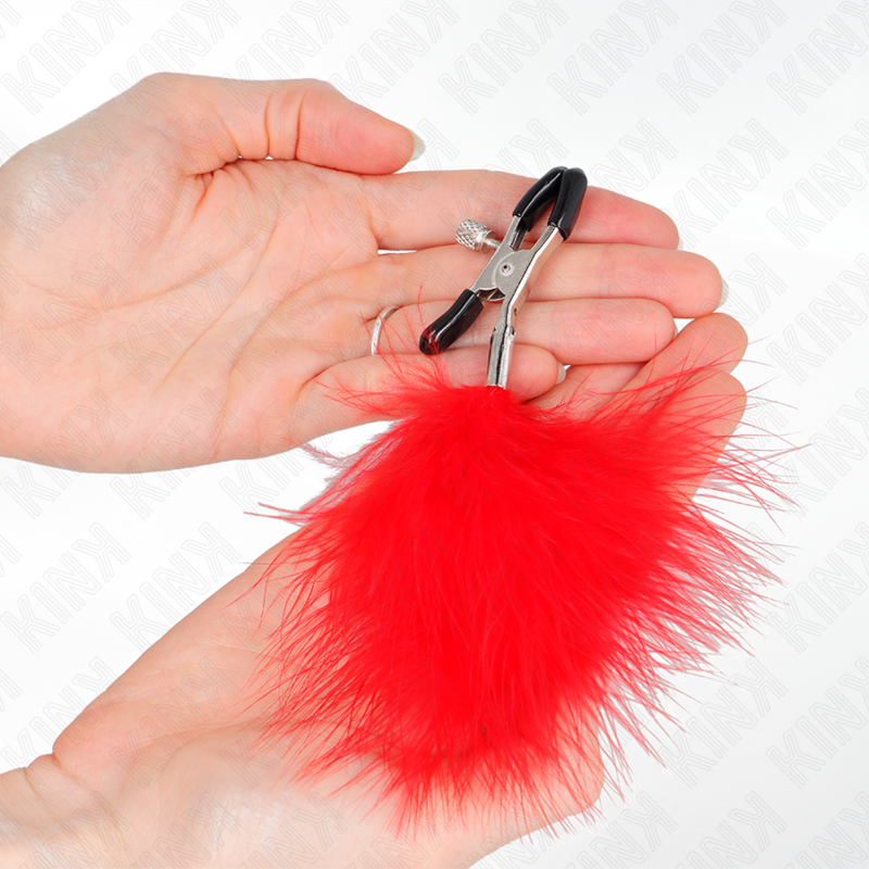 KINK - PINZA PER CAPEzzoli PIUMA ROSSO 7 CM – Morsetti per capezzoli per sadomasochismo – foto 3