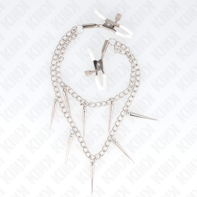 KINK - PINZE PER CAPEzzoli CON CATENE A SPUNTE 30 CM – Morsetti per capezzoli per sadomasochismo – foto 2