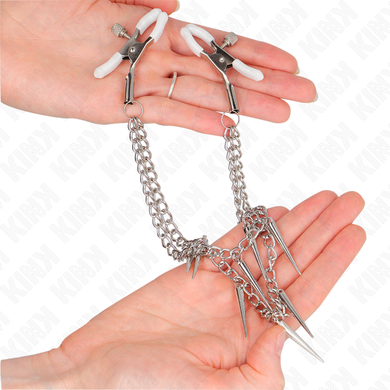 KINK - PINZE PER CAPEzzoli CON CATENE A SPUNTE 30 CM – Morsetti per capezzoli per sadomasochismo – foto 3