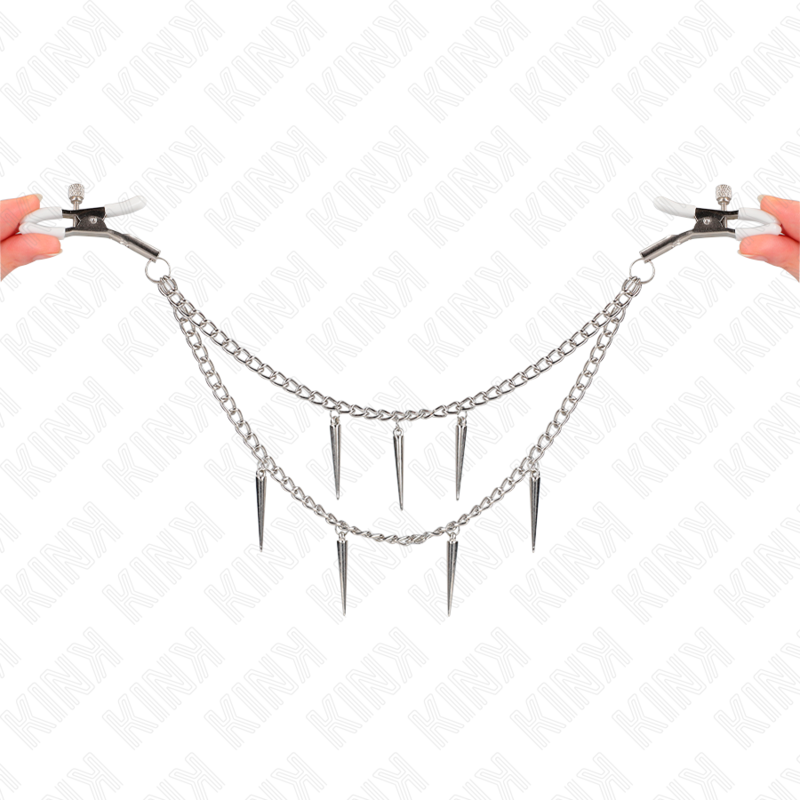 KINK - PINZE PER CAPEzzoli CON CATENE A SPUNTE 30 CM – Morsetti per capezzoli per sadomasochismo – foto 4