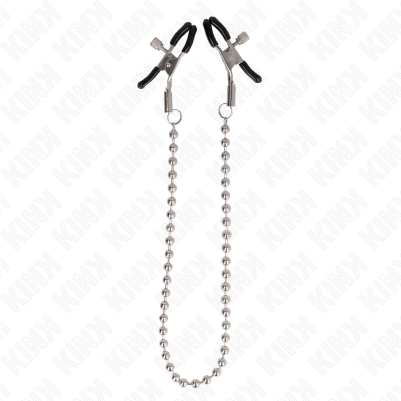 KINK - MORSETTI PER CAPEZZOLI A CATENA DI PERLINE 30 CM – Morsetti per capezzoli per sadomasochismo – foto 2