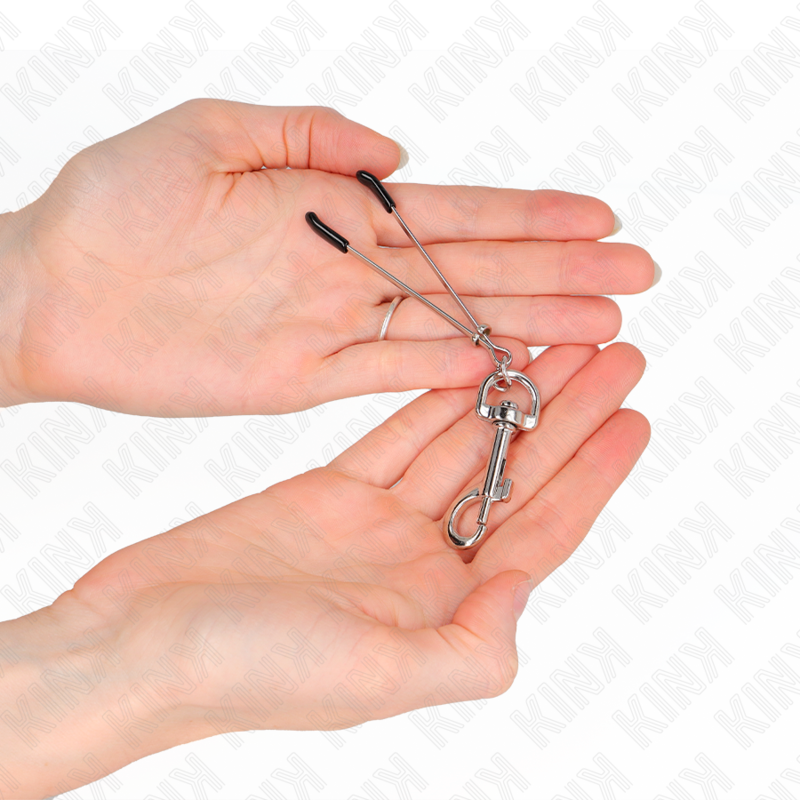 KINK - PINZA PER CAPEzzoli A GANCIO SOTTILE ARGENTO 7 CM – Morsetti per capezzoli per sadomasochismo – foto 3