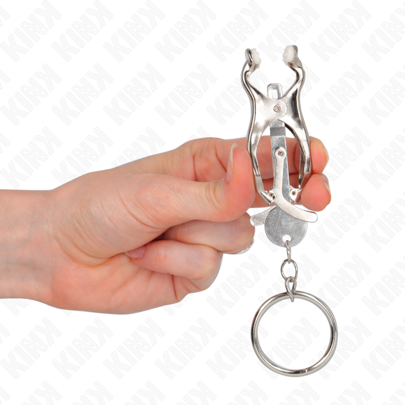 KINK - MORSETTI PER CAPEZZOLI CON O-RING TRIFOGLIO GIAPPONESE ARGENTO – Morsetti per capezzoli per sadomasochismo – foto 4