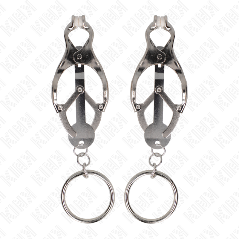 KINK - MORSETTI PER CAPEZZOLI CON O-RING TRIFOGLIO GIAPPONESE ARGENTO – Morsetti per capezzoli per sadomasochismo – foto 2