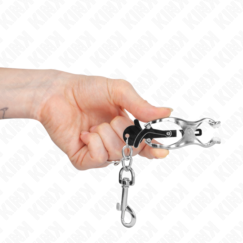 KINK - PINZE PER CAPEZZOLI TRIFOGLIO GIAPPONESE CON GANCI ARGENTO – Morsetti per capezzoli per sadomasochismo – foto 4