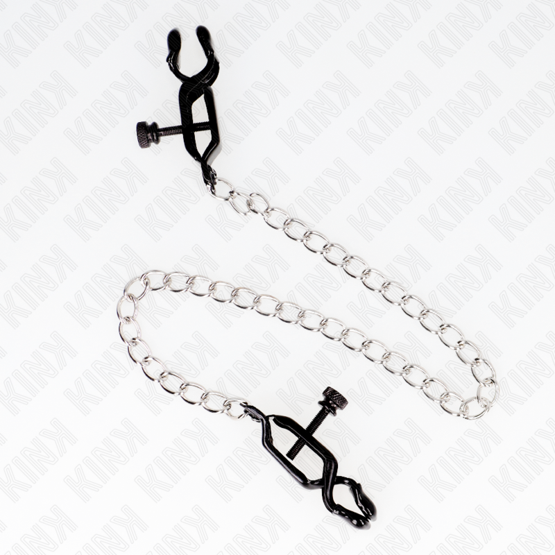 KINK - MORSETTI PER CAPEZZOLI A CATENA PIATTA ARGENTO 30 CM – Morsetti per capezzoli per sadomasochismo – foto 2