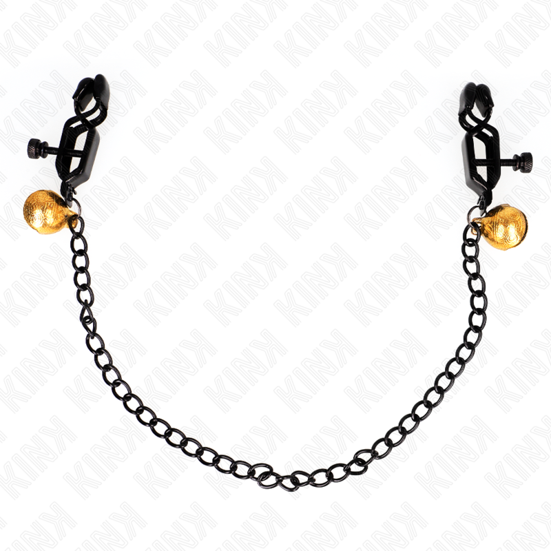 KINK - PINZE PER CAPEZZOLI A CATENA PIATTA E CAMPANA ARGENTO 30 CM – Morsetti per capezzoli per sadomasochismo – foto 2