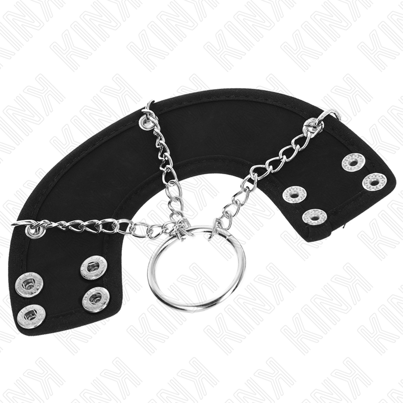 KINK - ANELLO PER PENE CATENA 4 CM METALLO 7 CM CON CINTURA IN PELLE – Anelli per pene in metallo BDSM – foto 4