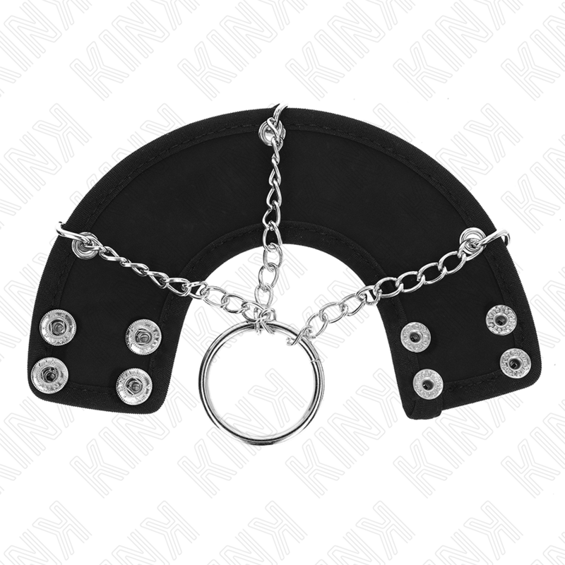 KINK - ANELLO PER PENE CATENA 4 CM METALLO 7 CM CON CINTURA IN PELLE – Anelli per pene in metallo BDSM – foto 3