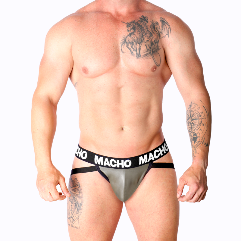 MACHO - MX27GR JOCK LEATHER GRIGIO BEIGE S – Sospensori – foto 5