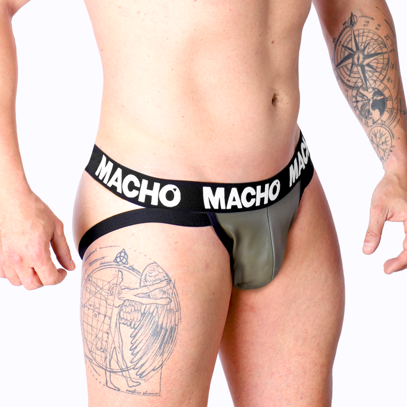 MACHO - MX27GR JOCK LEATHER GRIGIO BEIGE S – Sospensori – foto 2