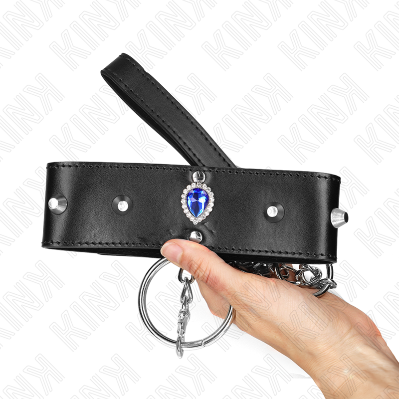 KINK - COLLANA 65 CM CON CINTURINO CON DIAMANTI BLU REGOLABILE 36-43 CM X 5 CM – Collane – foto 5