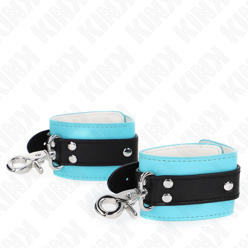 KINK - RESISTENZA DA POLSO PREMIUM CON SERRATURA NERO / BLU REGOLABILE 21-28 CM X 5,5 CM – Sistemare le manette – foto 3