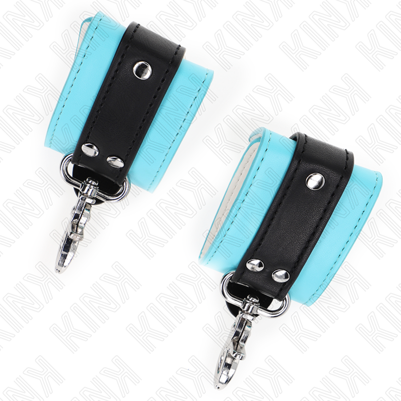 KINK - RESISTENZA DA POLSO PREMIUM CON SERRATURA NERO / BLU REGOLABILE 21-28 CM X 5,5 CM – Sistemare le manette – foto 4