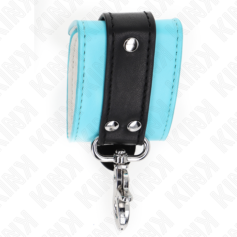 KINK - RESISTENZA DA POLSO PREMIUM CON SERRATURA NERO / BLU REGOLABILE 21-28 CM X 5,5 CM – Sistemare le manette – foto 5