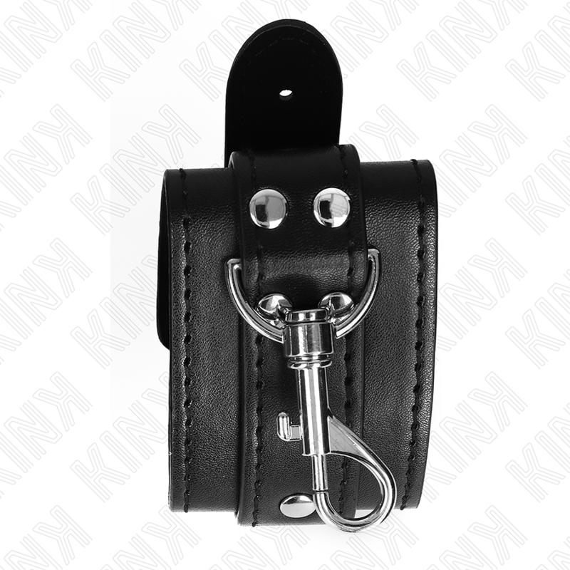 KINK - RESISTENZA DA POLSO PER DUNGEON CON CHIUSURA NERA REGOLABILE 21-28 CM X 5,5 CM – Sistemare le manette – foto 3