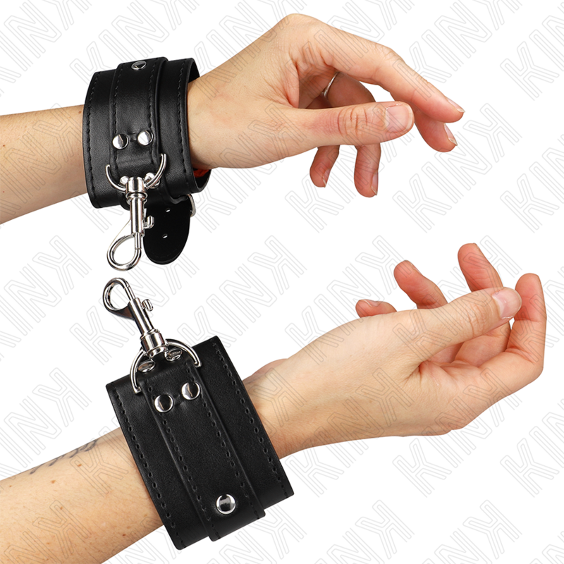 KINK - RESISTENZA DA POLSO PER DUNGEON CON CHIUSURA NERA REGOLABILE 21-28 CM X 5,5 CM – Sistemare le manette