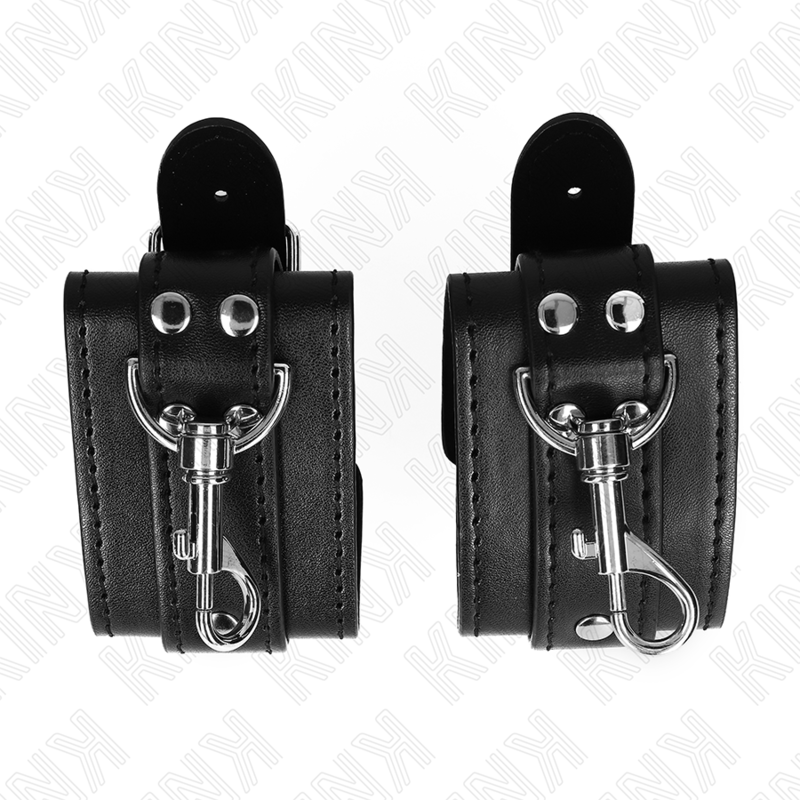 KINK - RESISTENZA DA POLSO PER DUNGEON CON CHIUSURA NERA REGOLABILE 21-28 CM X 5,5 CM – Sistemare le manette – foto 4