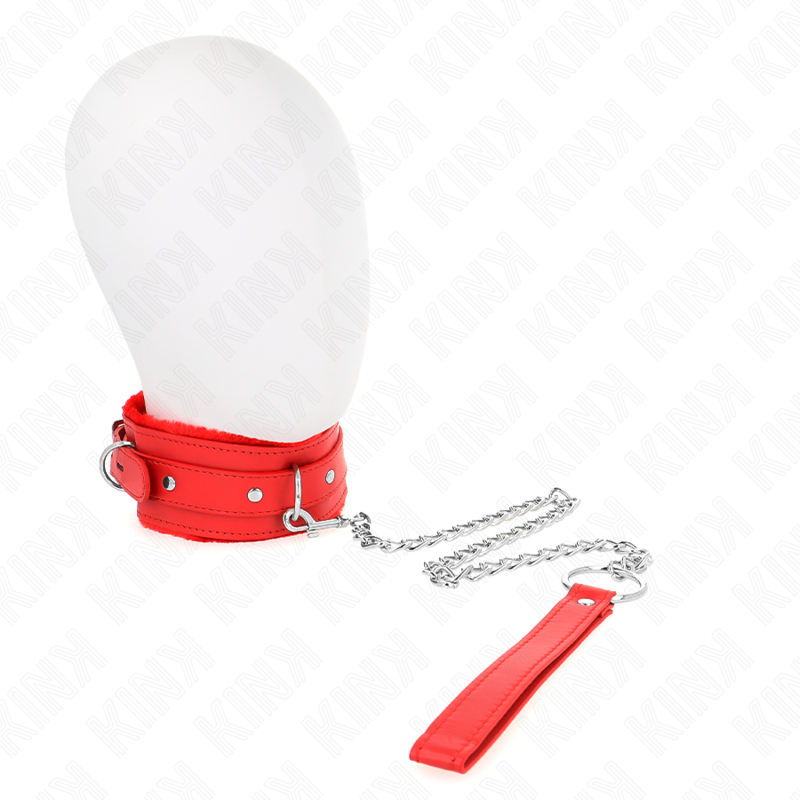 KINK - COLLARE CON GUINZAGLIO 65 CM CON RESTRIZIONI ROSSO 36-42 CM X 5,5 CM – Collane